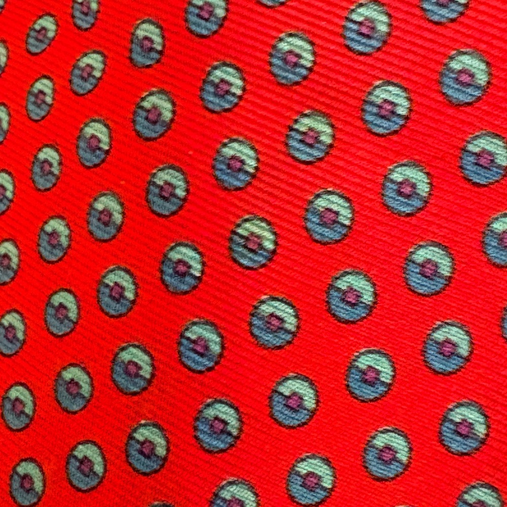 Men's Red Patterned Silk Tie - Picture 4 of 4